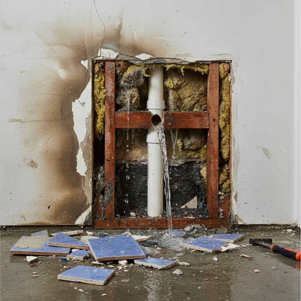 Canalisation encastrée qui fuit